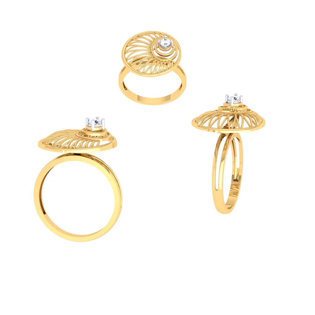 Petal Motif Circular Gold Ring