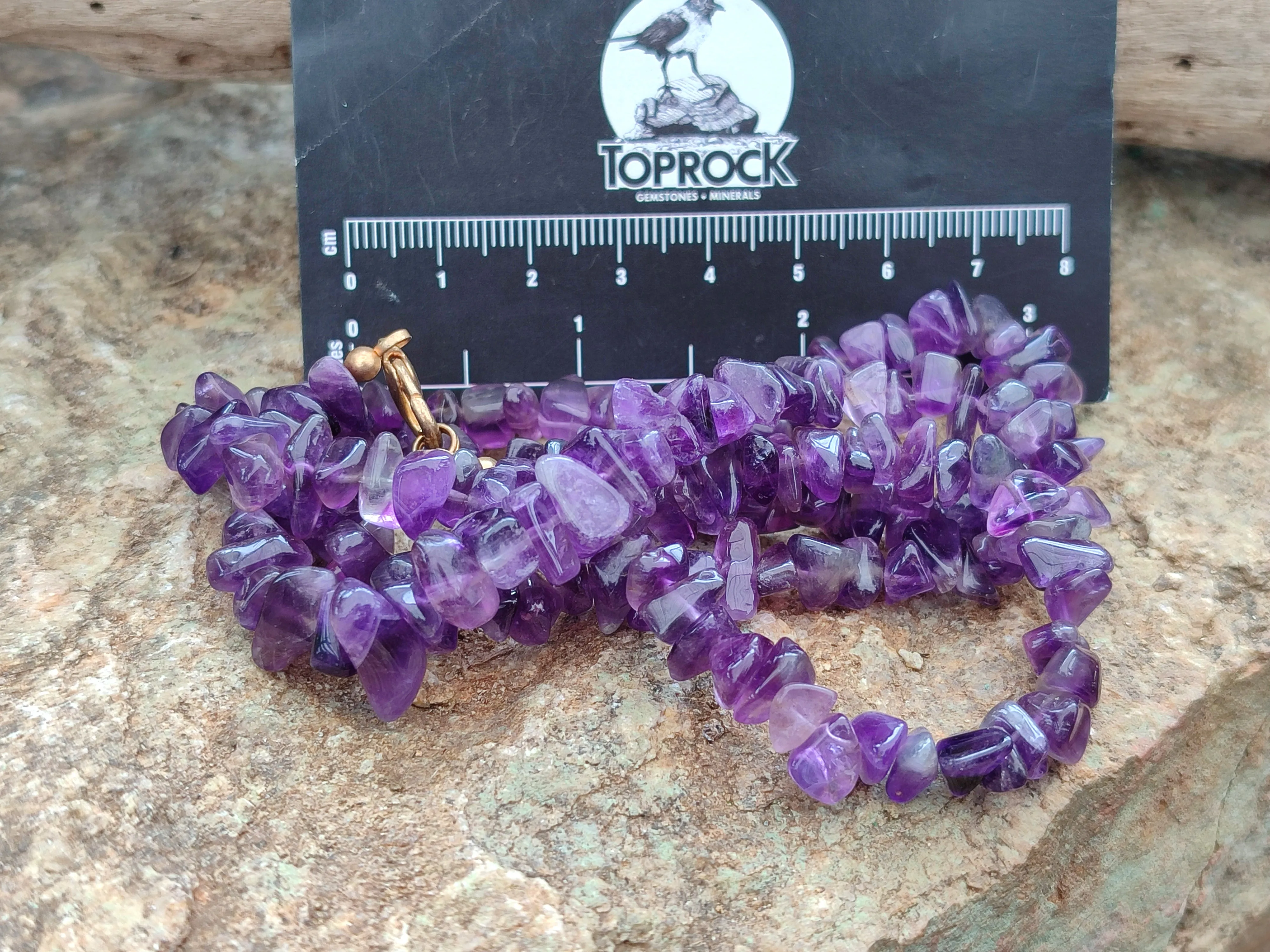 Polished A Grade Gem Amethyst Tumble Chip Beaded Necklace - Sold per Item- From Zambia