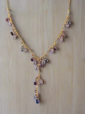 Pom Jewelry Amethyst & Tanzanite Necklace In Gold Fill-PN18V4