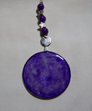 Purple Nebula Vintage Painted Glass Lens Glow in the Dark Pendant