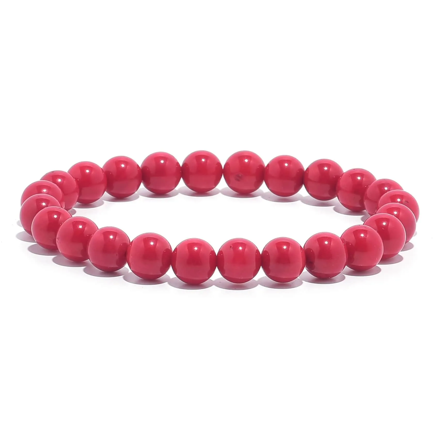 Red Coral 8 mm Beaded Gemstone Bracelet