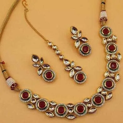 Round Stone Ad Kundan Simple Set