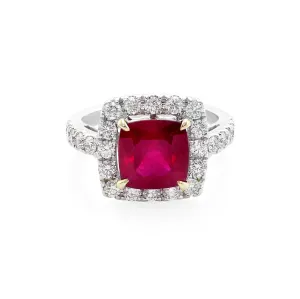 Ruby and Diamond Halo Ring