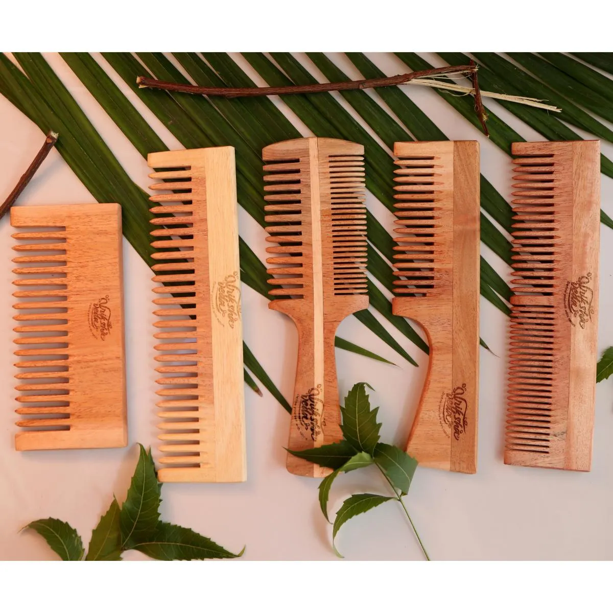 Set of 5 Neem Wood Combs