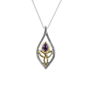 Silver and 10k Gold Guardian Angel Pendant - Amethyst/Topaz