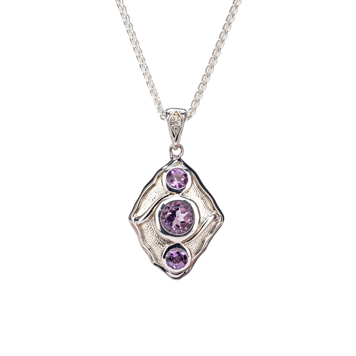 Silver Rocks 'n Rivers Pendant - Amethyst