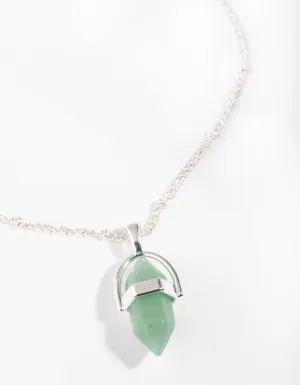 Silver Small Shard Jade Stone Necklace