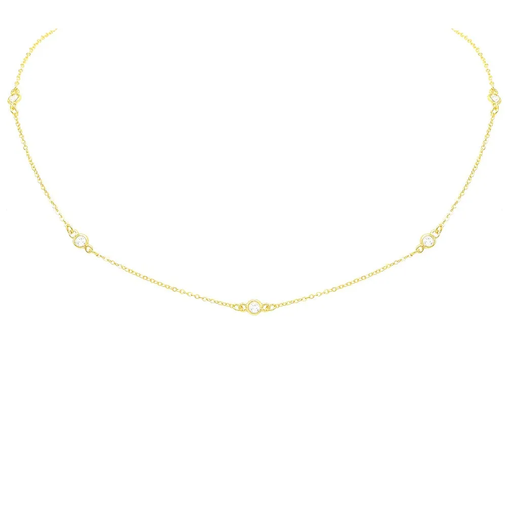 Sparkle Diamond CZ by the Minute Choker Short Necklace