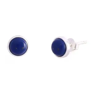 Sterling Silver Round Synthetic Lapis Stud Earrings ERLE005