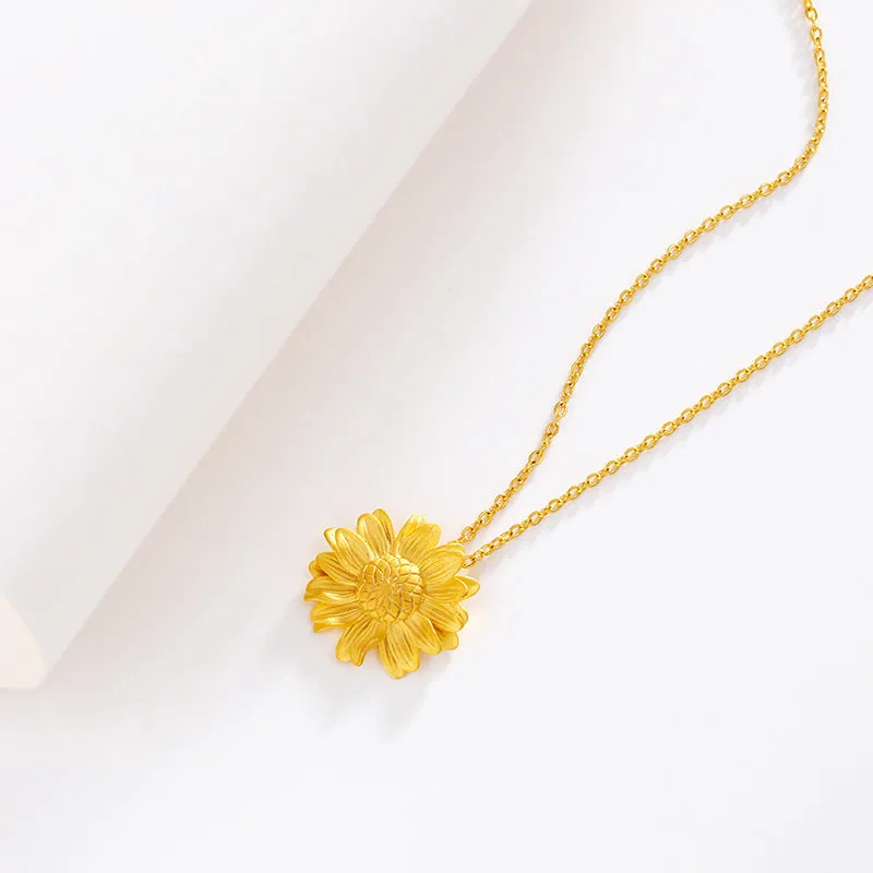 Sunflower Necklace Women's Fashion Sunflower Pendant Flower Clavicle Chain Light Luxury Niche Necklace