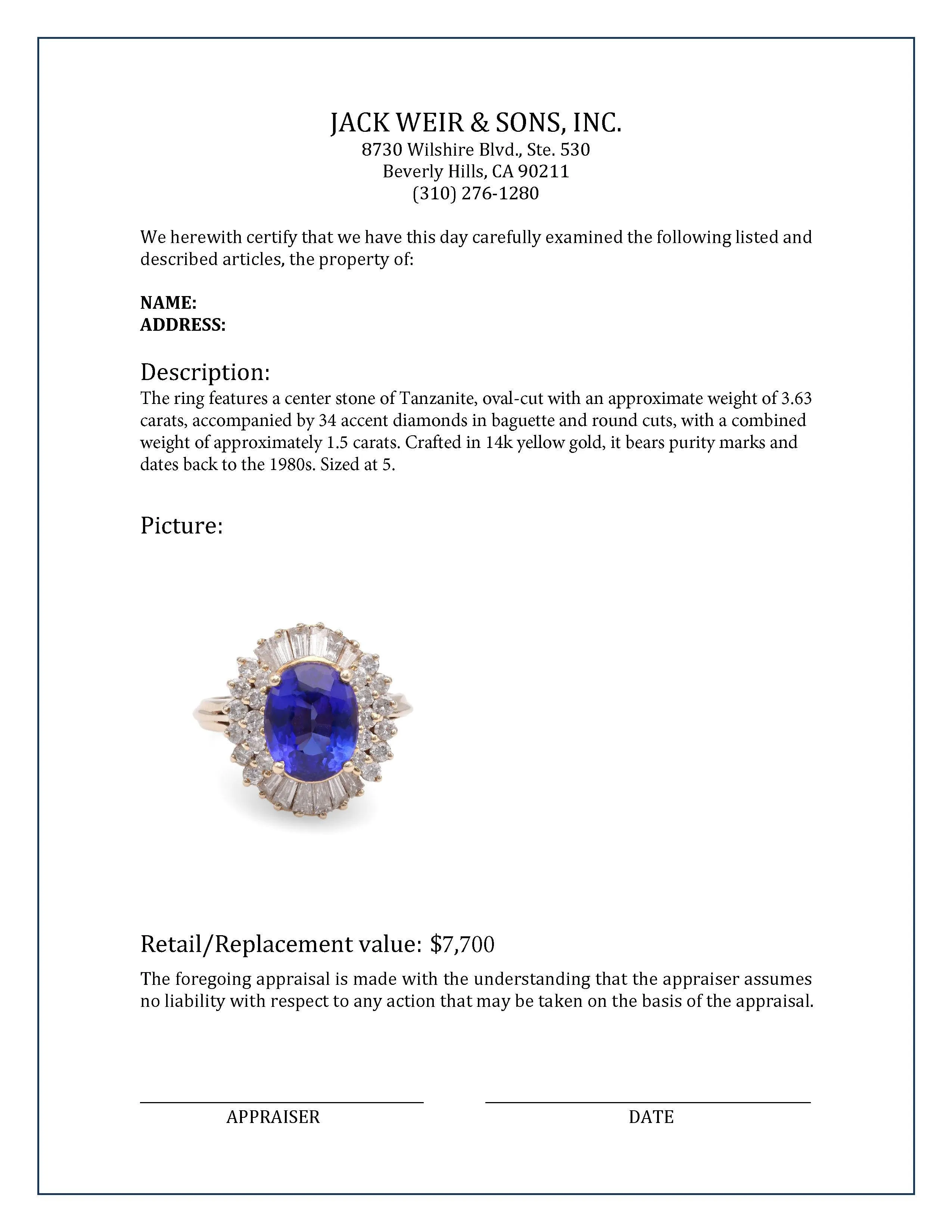 Tanzanite Diamond Yellow Gold Cocktail Ring