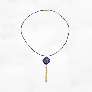 Tassel Lapis Leather Necklace