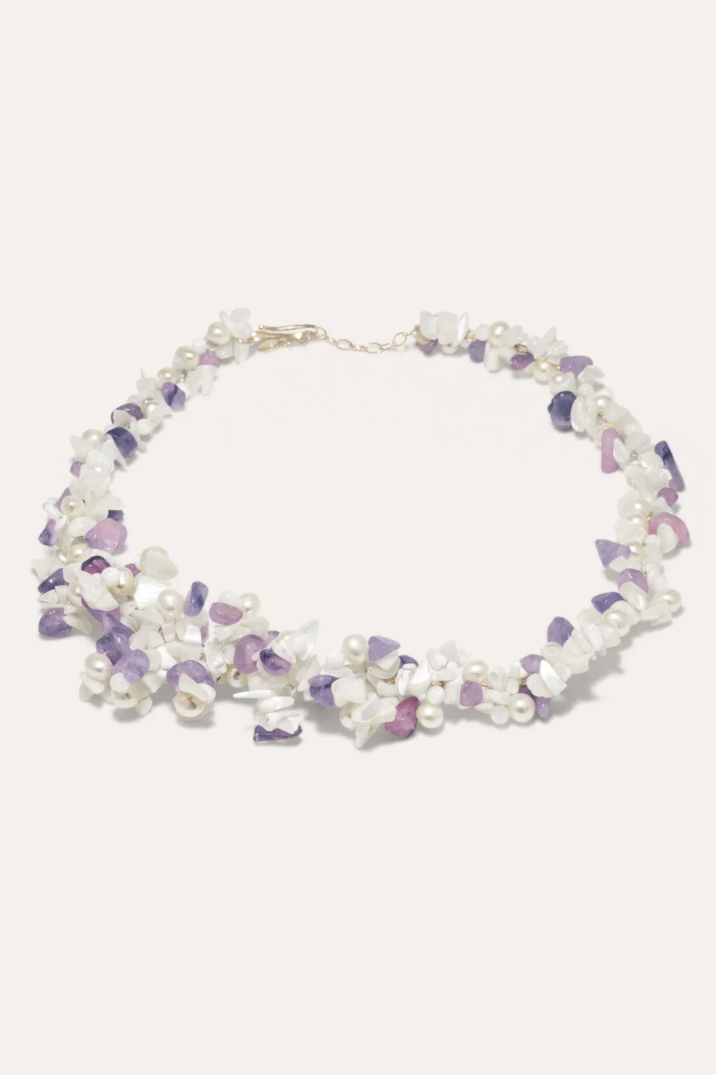 The Shifting Stream - Pearl, Mother of Pearl and Amethyst Bead Gold Vermeil Necklace