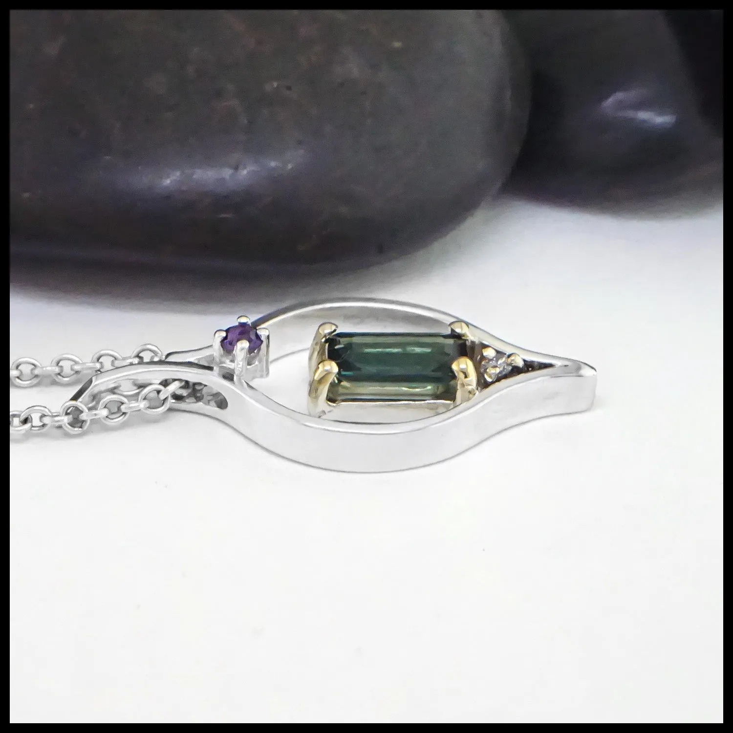 Tourmaline and Diamond Pendant