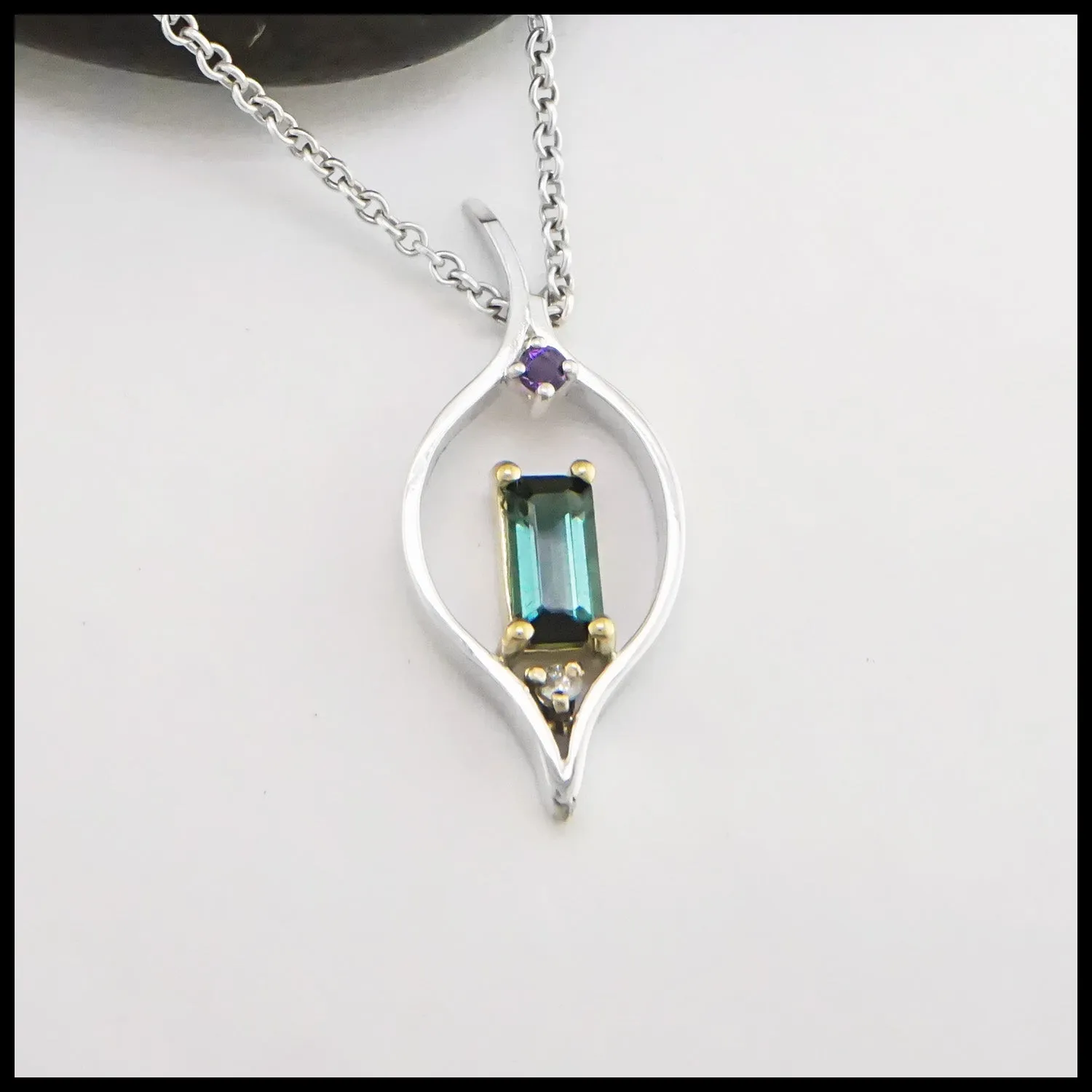 Tourmaline and Diamond Pendant