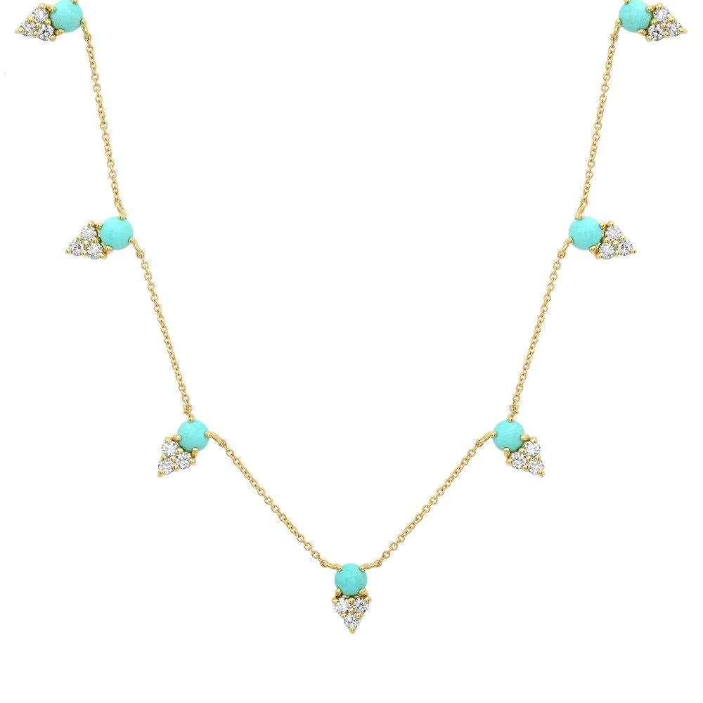 TRIBUTE DIAMOND NECKLACE, GOLD, TURQUOISE