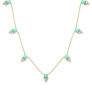 TRIBUTE DIAMOND NECKLACE, GOLD, TURQUOISE