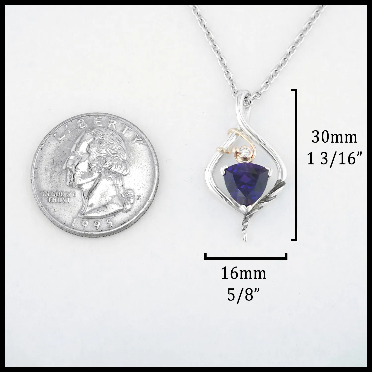 Trilliant Amethyst and Diamond Pendant