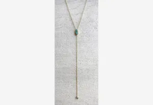 Turquoise & Diamond Drop Necklace