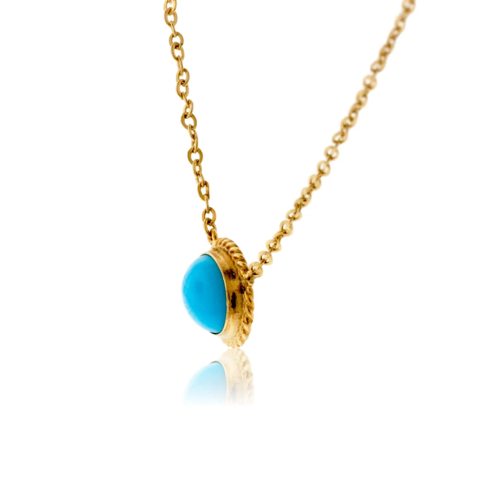 Turquoise Cabochon Rope Halo Pendant with Chain