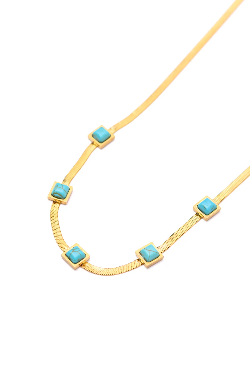 Turquoise Squares Necklace - Turquoise - Exclusively Online