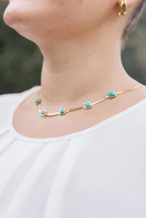 Turquoise Squares Necklace - Turquoise - Exclusively Online