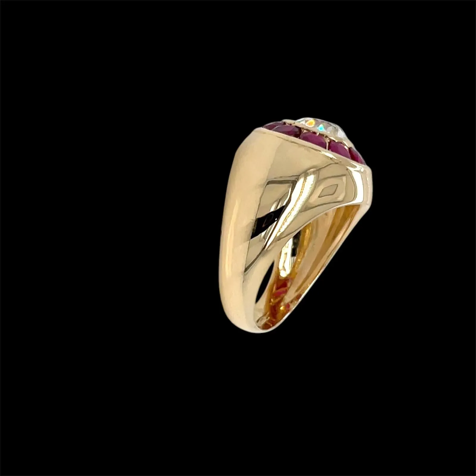 Vintage 1.66 Carat Diamond Ruby Cocktail Ring