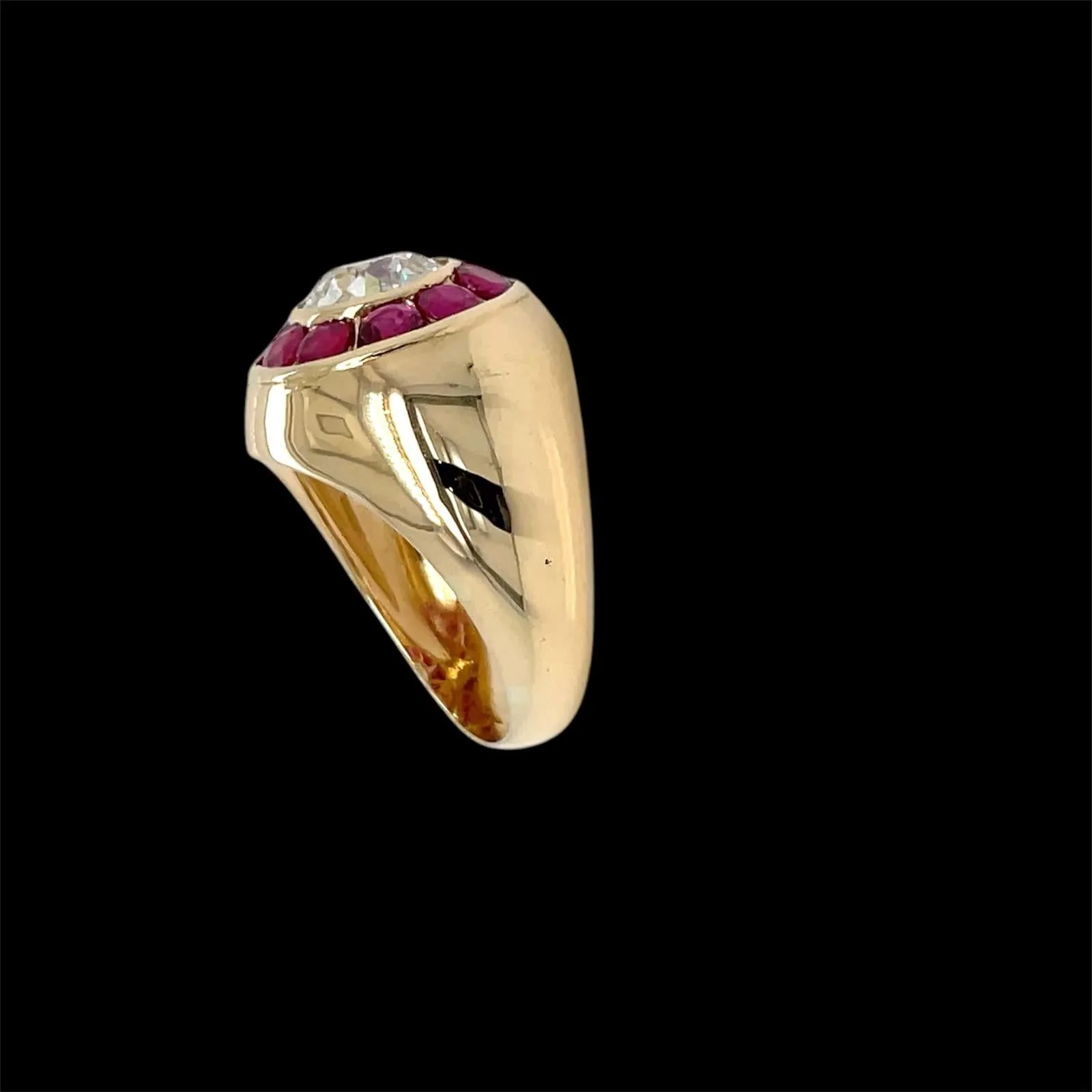 Vintage 1.66 Carat Diamond Ruby Cocktail Ring