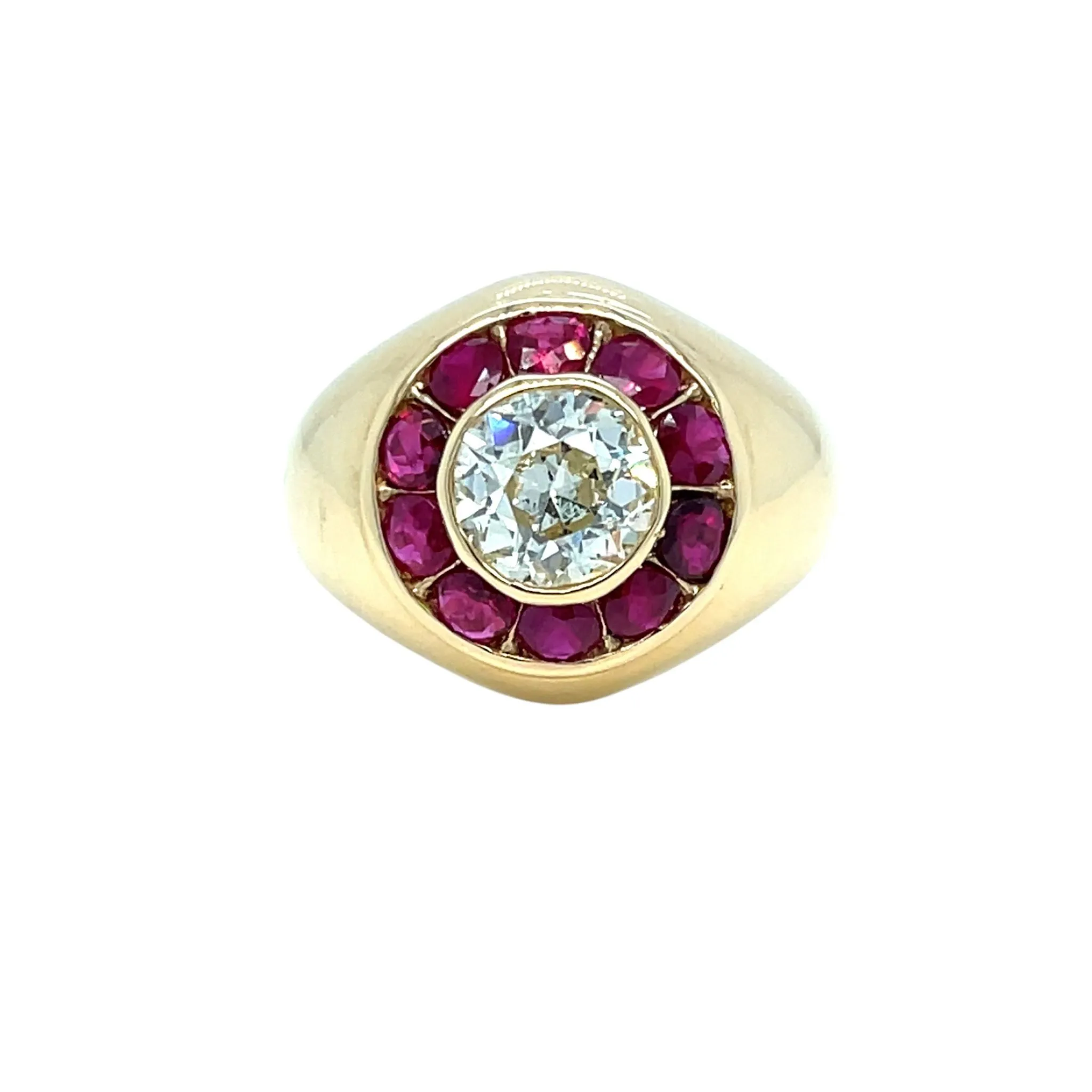 Vintage 1.66 Carat Diamond Ruby Cocktail Ring