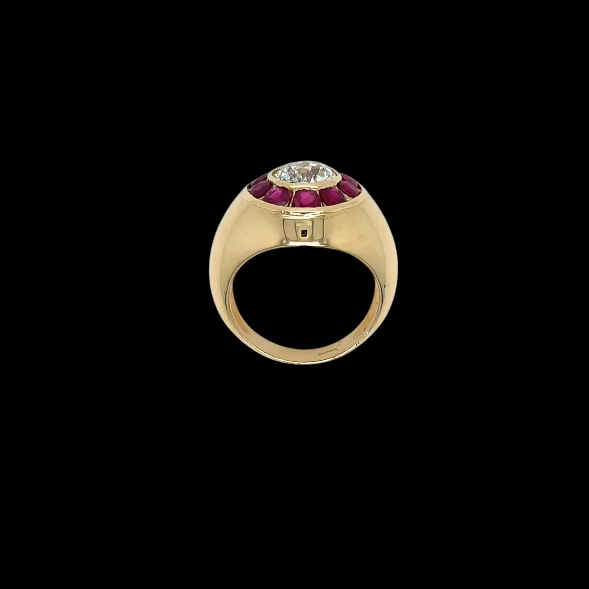 Vintage 1.66 Carat Diamond Ruby Cocktail Ring