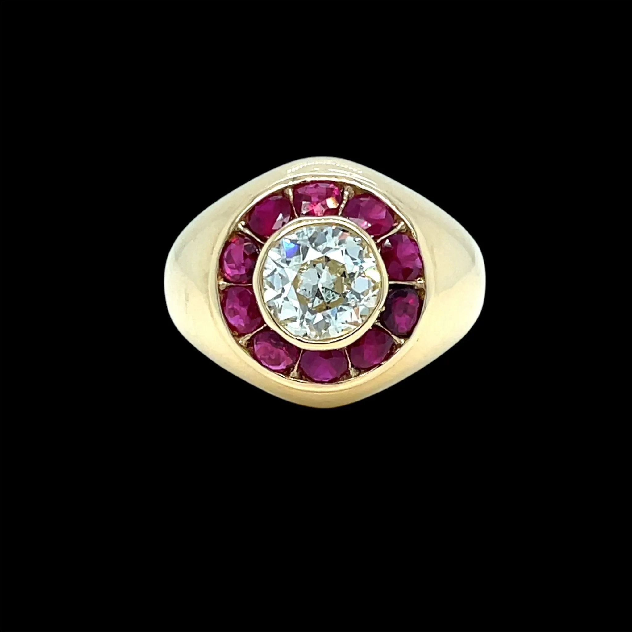 Vintage 1.66 Carat Diamond Ruby Cocktail Ring