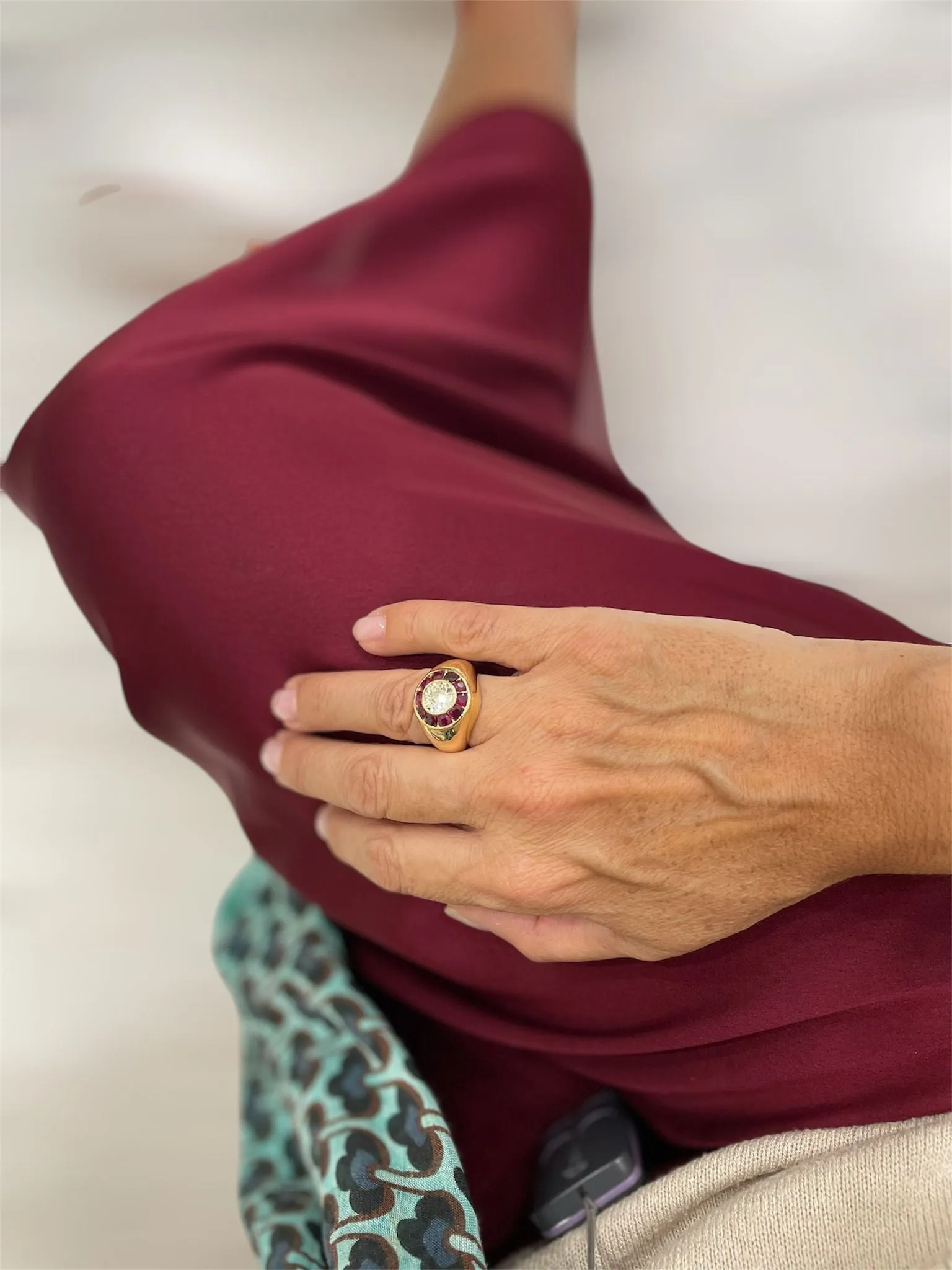 Vintage 1.66 Carat Diamond Ruby Cocktail Ring