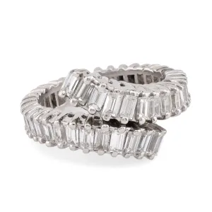 Vintage 3.5 Carat Baguette Cut Diamond Platinum Bypass Eternity Ring