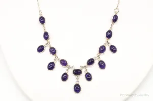 Vintage Amethyst Bib Modernist Sterling Silver Necklace