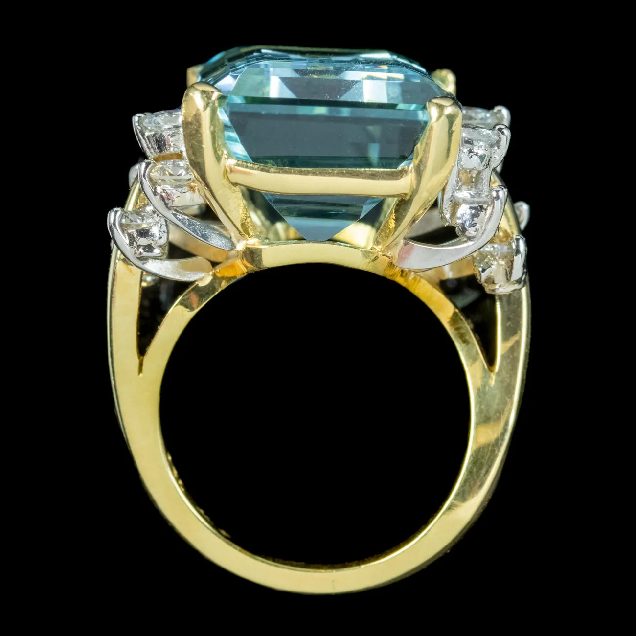 Vintage Aquamarine Diamond Cocktail Ring 17ct Aqua