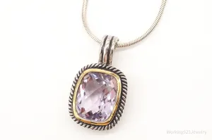 Vintage Art Deco Amethyst Gold Vermeil Sterling Silver Necklace