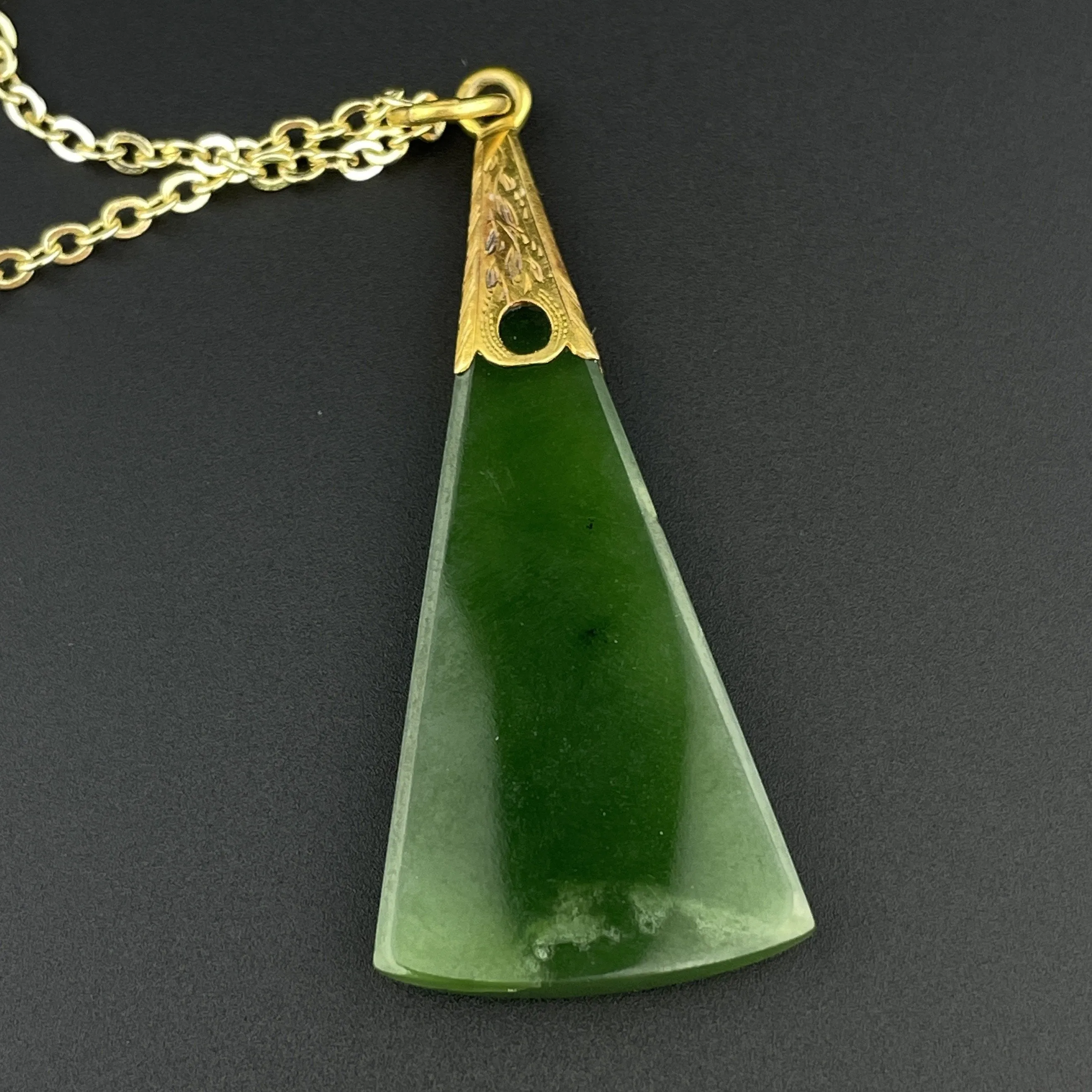 Vintage Edwardian Maori Pounamu New Zealand Jade Pendant Necklace