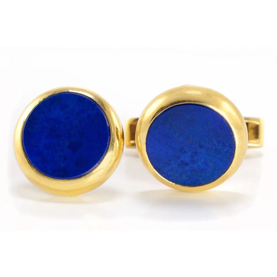 Vintage Modernist Lapis Lazuli Gold Cufflinks